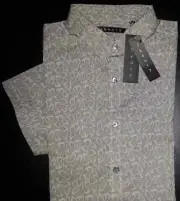 Theory Shirt Button-Front Zack PS Club Shirt $195 NWT S Leaf Gray Lt Gray s3042