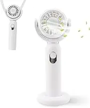 Mini Handheld Fan - iZiv 2000mAh Portable Hanging Neck Fan, Chargeable Powerful 3-speed Adjustment Pocket Fan with Lanyard|Base, Indoor/Outdoor Cool Travel Small Stylish Fan for Kids/Girls/Women/Men