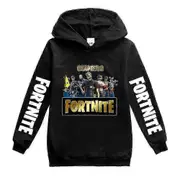 Kids Cartoon Games Hoodie Casual Long Sleeve Hooded Fortnite Graphic Sweatshirts For 2-16y Boys Girls XDD-H1429 Black 9-10years