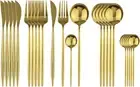 Gold Silverware Set, 24-Piece Stainless Steel Flatware Set Service For 6, Mirror
