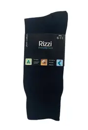 RIZZI Mens Black 6-11 & 11-14 Aust Made Pure Cotton Everyday Thin Dress Socks