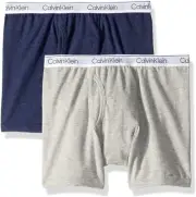 Calvin Klein 254683 Boys Cotton Boxer Brief 2-Pack Gray/Heather Blue Size Large