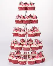 (5 Tier Round) - YestBuy 5 Tier Round Wedding Party Acrylic Cake Cupcake Tree Tower Maypole Display Stand 1 pc/Pack .-