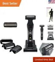 Precision Body Groomer & Ball Shaver Set - Wet/Dry Trimming with Compact Stand