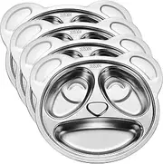Homaisson 4 Pcs Divider Plates, Stainless Steel Panda Plates with Dividers for Picky Eaters, Lunch, Camping, Dishwasher Safe