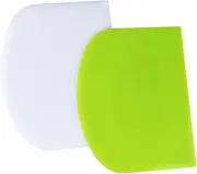 LUTER 2pcs 12x9.5cm/4.72x3.74'' Dough Scraper Plastic Pastry Cutter Bowl Scrapers Dough Bread Cutters for Cake Decorating Baking (Green, White)