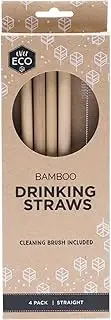 [Ever Eco] Reusable Bamboo Drinking 4 Pack Straight Straws + Cleaning Brush