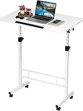 Small Standing Desk Adjustable Height,Rolling Computer Desk,Mobile Standing Desk with Wheels,Portable Stand Up Desk,Tall Computer Table,Adjustable Desktop Sit Stand Desk,Size 31.5x15.7 Inch White