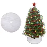 Christmas Tree Skirt Decoration 15" Mini Plush White Faux Fur Xmas Tree Skirt...
