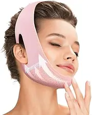 ZKGYUS V Line Lifting Mask, Reusable Double Chin Reducer, Face Lifting Bandage for Saggy Face Skin, Pink