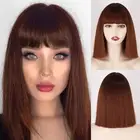 Short Auburn Bob Wigs with Bangs,Straight Short Auburn Wigs for Women,Copper ...