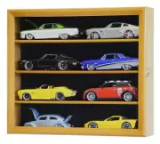 Car Display Case Oak 8 Pcs Small Diecast 1:24 Scale Solid Wood Toy Shelf Cabinet