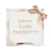 Lined Design Drink Happy Thoughts Cocktail Napkins, Set of 24