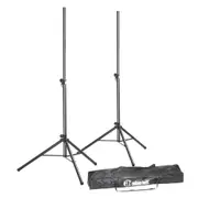 2pc Adam Hall SPS023SET Adjustable Aluminium Stand w/ Bag For Speaker Black