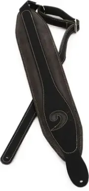 LM Products X-Clef Worn Leather Bass Strap - Black (2-pack) Bundle