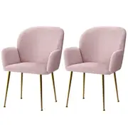 Set of 2 Deluxe Velvet Dining Chairs - Pink