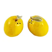2pc Urban 5.5cm Ceramic Lemon Salt & Pepper Shaker Condiment Dispenser Yellow