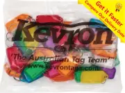 50 x KEVRON Assorted Colours Key Tags Plastic Click Tags - MIXED Bag
