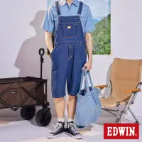 在飛比找momo購物網優惠-【EDWIN】男裝 橘標 寬版吊帶牛仔短褲(中古藍)