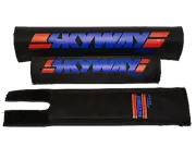 SKYWAY Bar Pads Retro Old School BMX Bike Frame 3 Pad Set Black/Blue Genuine
