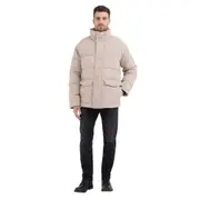 Replay Mens Casual Jacket High Neck Short Quilted Brown