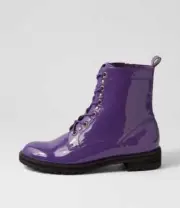 New Ziera Mangoes W Purple Patent Leather Ankle Boots Womens Shoes Casual