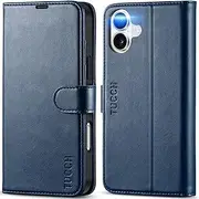TUCCH Case for iPhone 16 Plus Case Wallet, [TPU Shockproof Inner Shell], PU Leather [RFID Blocking] 4 Card Holder Magnetic Stand Protective Cover Compatible with iPhone 16 Plus 5G 2024, Dark Blue