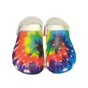 CROCS Baya Colorful Rainbow Tie Dye Graphic Clog Shoe | Size Men 4 / Women 6