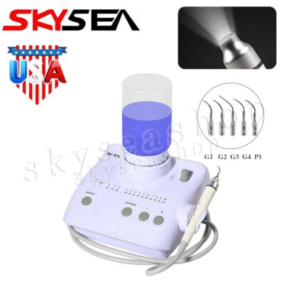 LED Light Dental Ultrasonic Scaler w/ 5 Tips + 2 bottles Fit EMS SKYSEA