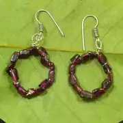Garnet Fancy Bead Stone Teardrop Shape Drop Dangle Post Earrings