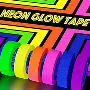[KIWIHUB] UV Blacklight Reactive (6pack) (6 Colors) 0.59inch x 16.4ft per Color, Fluorescent Cloth/Neon Gaffer Tape, Super Bright for Glow Party Supplies