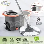 Spin Mop and Twin Bucket Set Magic Tile Wood Floor Cleaner 4 Microfibre Heads