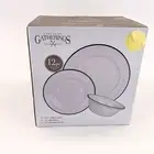 Godinger Gatherings Bistro Black Rounded 12-Piece Porcelain Dinnerware Set New