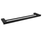 Matte Black Square Bathroom 600mm Double Towel Rail Holder Rack Stainless Steel
