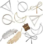 Gold Silver Minimalist Hair Clips Dainty Feather Hollow Hair Clips Set Feather Hair Pins Geometric Barrette Hair Accessories for Women