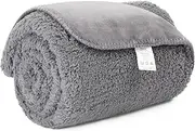 Pawque Waterproof Dog Blanket 60”x80” for Bed, Couch, Sofa, Soft and Warm Sherpa Pet Throw for Large/Medium Dogs, Cats, Reversible Bed Cover Furniture Protector, Machine Washable, Grey