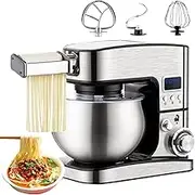 3-in-1 Mixers for Baking,5L Food Mixers for Baking with Bowl, Led Display,3 Types of Mixers, 6 Speed Control Stainless Steel Food Mixer,with Dough Hook, Stirring Paddle & Egg Cage Rough Noodles