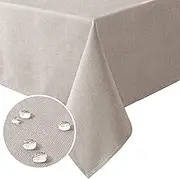 Linen Textured Tablecloth Wrinkle Free, Spill-Proof Waterproof Table Cover for Dining, Machine Washable - Kitchen Dining Decor for Indoor and Outdoor Events,152×305cm,Taupe