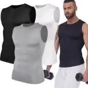 Men's Compression Base Layer Top Sleeveless Basketball Shirt Gym Sports Fit Vest