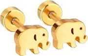 [Generic] Mini Mouse Cute Elephant Small Stud Earrings Dainty Animals Cartilage Tiny Flat Screw Back Stainless Steel Studs Minimalist Comfort Fit Tragus Helix Piercing Studs for Birthday