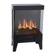 24" Black 1000W 1500W Electric Stove Realistic 3 Sided Full Glass Flame Effect