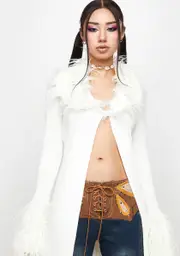[Edikted] Halle Long Faux Fur Cardigan
