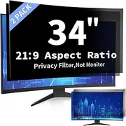DEJIMAX Computer Privacy Screen 34 Inch, Removable Curved Privacy Screen Shield for 21:9 Widescreen Desktop Monitor, Eye Protection Anti Glare Blue Light Computer Monitor Privacy Filter（2 Pack）