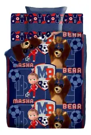 Masha And The Bear Toddler Boy Bed Sheet Set Cotton 3-Piece Football