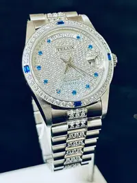在飛比找Yahoo!奇摩拍賣優惠-~永不過時的奢華~TELUX 鐵力士滿天星白蟳鑽錶(全新品)