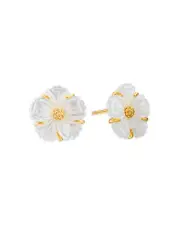 Capucine De Wulf Mermaid Garden Mother Of Pearl Blossom Petite Stud Earrings in 18K Gold Plated