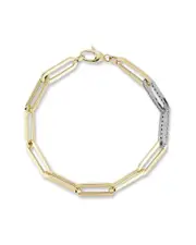 14K Two-Tone Italian Gold 0.32 ct. tw. Diamond Paperclip Link Bracelet