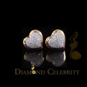 925 Sterling Yellow Silver 0.71ct Cubic Zirconia Heart Women's Stud Earrings
