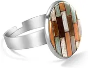 [FVQL] Adjustable Ring for Girls, wooden texture print