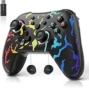 AceGamer 2.4G Wireless Bluetooth Controller für Windows PC/Switch/Stem/iOS/Android，PC Gamepad Joystick mit Hall-Effekt Joystick, programmierbare Rücktaste, Linear Resonant Actuator (Regenbogen)